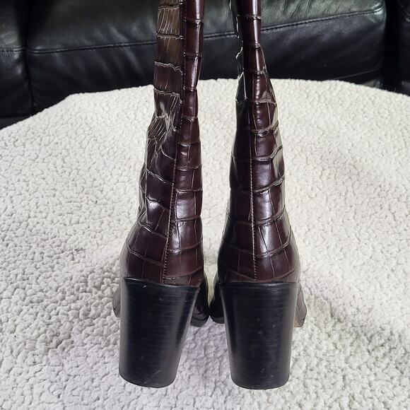 Schutz Maryana Block Boot Leather Dark Chocolate size 8.5B - Picture 4 of 6